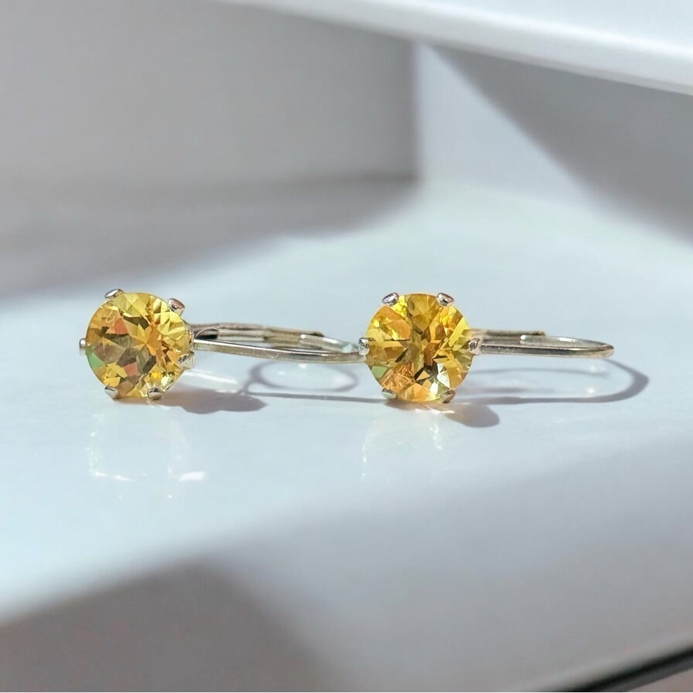Citrine Sterling Silver Lever Back Earrings